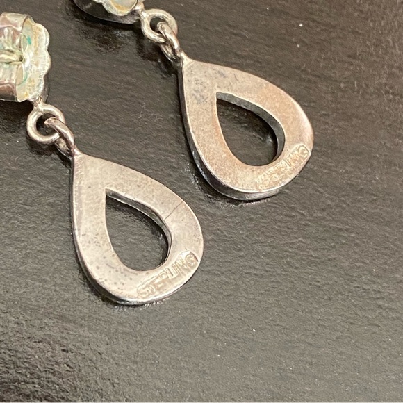 Sterling Silver Turquoise Inlay 16” Necklace and Earrings Set - Picture 12 of 13